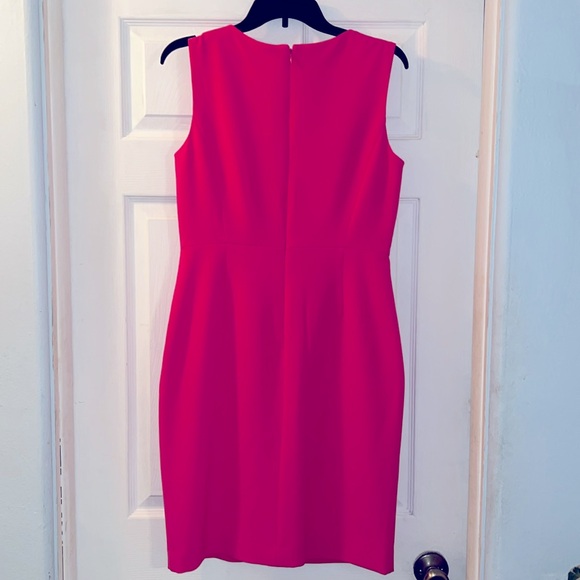 Kasper Hot Pink Snap Design Sleeveless Lined Sheath Dress - Picture 8 of 11